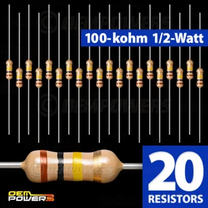 20 X RadioShack 100K-Ohm 1/2 Watt 5% Resistenza Film Carbonio #2711131 BULK PACK NUOVO - Foto 1 di 2