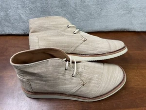 TOMS Textile Chukka Boots Shoes Mens 11.5 High Top Desert Sand Awesome Condition - Picture 1 of 14