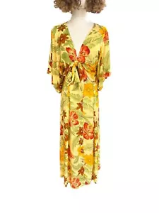 FAITHFUL THE BRAND Magda Midi Dress | Sz 14, Yellow Floral, Cut Out Bodice, Soft - Picture 1 of 13