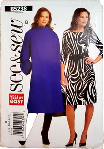 Butterick B5238 Sewing Pattern See & Sew Coat Pullover Dress Size 14 16 18 20 - Picture 1 of 6