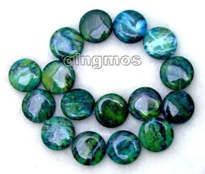 20mm Round Coin Green Chrysocolla Loose Beads for Jewelry Making DIY Strands 15" - Picture 1 of 3