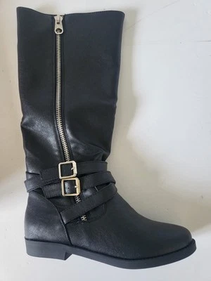 JUSTFAB Bottes noires double boucle talon plat Taille 38.5 - Photo 1/4