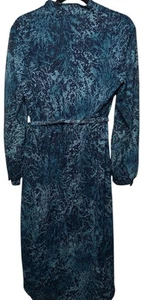 Vintage Belted Lined Floral Dress Sz 44 EU US 12-14 Arty Retro Midi Pullover - Picture 1 of 5