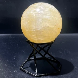 273G Natural Amarillo Fluorita Cuarzo Cristal Bola Esfera Curación+Soporte - Imagen 1 de 16