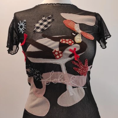 Jean Paul Gaultier Womens T-shirt Vintage Black Mesh With Stretch, Embroidery - Photo 1/4