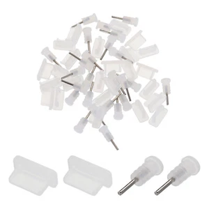 25pcs USB Type C Charging Port Plugs Caps with 25pcs Earphone Jack Pin, Clear - Zdjęcie 1 z 7