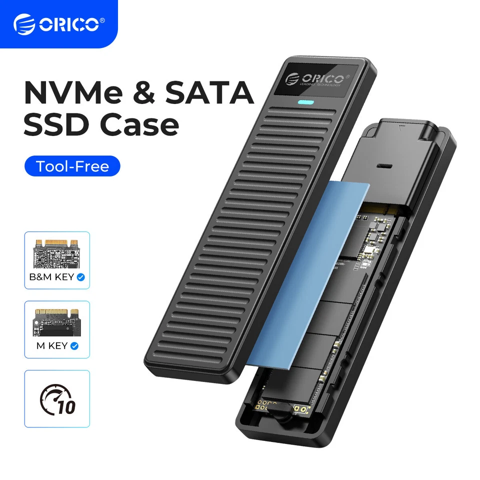 ORICO M.2 NVMe SSD Enclosure 10Gbps USB3.2 Gen 2 M2 SSD Support UASP Max 4TB - Image 1 of 4