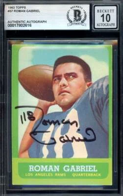Roman Gabriel Gem Mint 10 Beckett BAS Signed 1963 Topps Autograph - Image 1 of 2