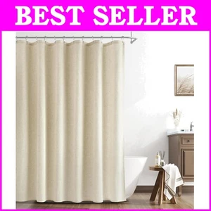 Elegant Extra Long 84" Linen Shower Curtain Set with Hooks - Farmhouse Charm - Picture 1 of 9