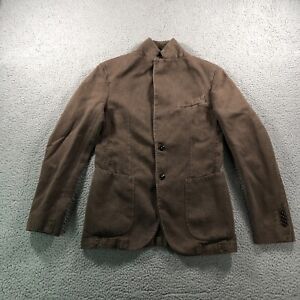 L.B.M. 1911 Blazer Men 36 Brown Unstructured 2 button Cotton Linen Surgeon Cuff