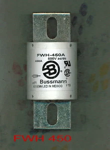 BUSSMAN FWH-450 SICHERUNG 450 AMP 500 VOLT FWH450 FWH 450 (NEU IM KARTON) - Bild 1 von 1