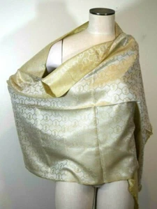 Michael Kors Womens Jet Set Logo Jacquard MK LOGO SHAWL WRAP STOLE Cream SCARF - Picture 1 of 12