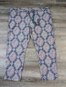Sundance Pull On Hose Gr. PXL blau rosa Paisley hoher Bund Kordelzug Lounge - Bild 1 von 4