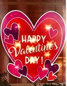 Valentine's Day Lighted Heart Window Decoration - 1 Piece - Picture 1 of 2