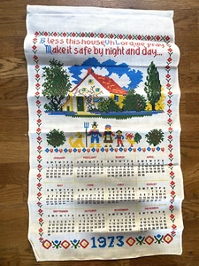 Vintage Cloth Linen Calendar 1973 ~Bless This House~ - Picture 1 of 1