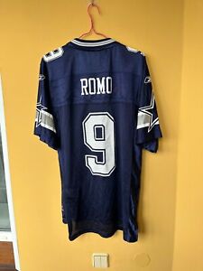 Tony Romo Dallas Cowboys Jersey Men Adult Blue Reebok NFL Football 9 Retro S