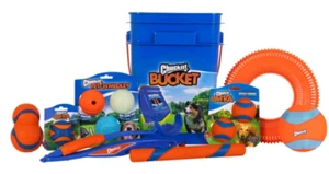 Chuckit! Bucket of Fetch Dog Toys – 11 Assorted Balls with Storage Bucket - Picture 1 of 4