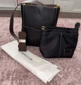 Brandneu Aallyn schwarz/braun Schulter/Umhängetasche Handtasche - Bild 1 von 13