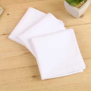 Women White Cotton Handkerchiefs Hanky Pocket Square 23*23cm 40*40cm 55*55cm - Picture 1 of 6