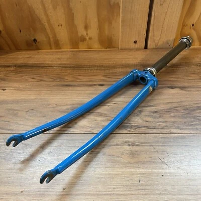 Vintage Trek Cr-Mo 700C Road Fork 1" Threaded Lugged Crown Blue 228 LONG Steerer - Image 1 of 4