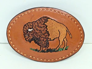 Buffalo Bison Belt Buckle Roy's Leather Goods #179 Stitched Western Cowboy Core - Picture 1 of 4