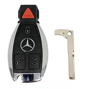 OEM Mercedes Benz Keyless Remote Fob + UNCUT Key IYZDC07 DC10 DC11 DC12 - Picture 1 of 3