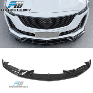 Fits 20-24 Cadillac CT5 3PCS Gloss Black PP Front Bumper Lip Spoiler Splitter - Picture 1 of 11