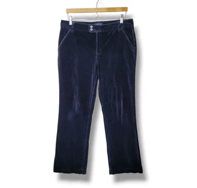 Vintage Nautica Black Velvet Bootcut Pants Size 12 Classic Winter Holiday Preppy - Image 1 of 4