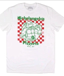 Teenage Mutant Ninja Turtles Mens Michelangelo's Pizzeria T-Shirt (Small) Retro - Picture 1 of 5