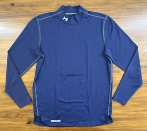Under Armour ColdGear Fitted Mock Neck Shirt Men’s Large Navy Long Sleeve - Picture 1 of 7