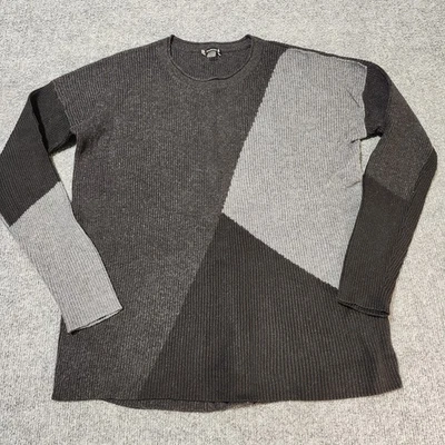 Smartwool Sweater Womens Large Black Grey Color Block Ribbed Pullover - Image 1 of 4