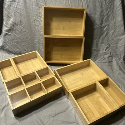 Bamboo Drawer Organizer Set, 9 PCS Multi-Use Individual Wood Storage Organizers, - Image 1 of 4