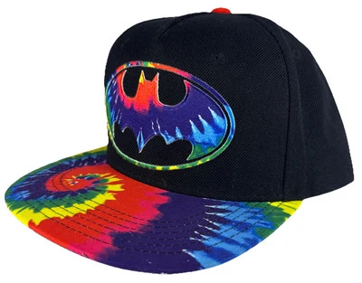 Gorra Batman SnapBack Negra Tie Dye Para Hombres Ajustable DC Comics Logo Bordado Foto 1 de 4