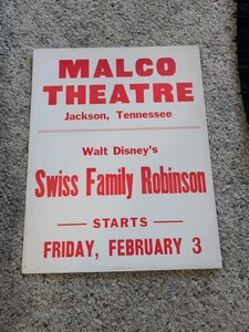 Vintage Filmplakat Swiss Family Robinson Malco Theatre Jackson Tenn. 60er Jahre - Bild 1 von 5