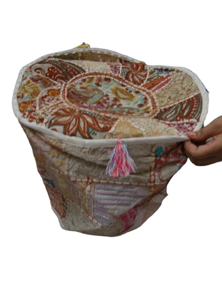 Bohemian Patchwork Ottoman case Vintage Indian Pouf Floor Cushion Cover  - Image 1 of 1