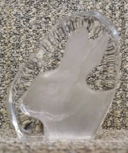 Vintage Etched Glass Rabbit Paper Weight In the style of Mats Jonassen - Picture 1 of 10