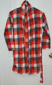 Calvin Klein Kids Boys robe Checker Pattern Orange Gray White Size Medium 10/12 - Picture 1 of 4