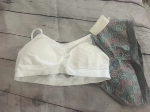 ๐ฅ Delta Girls Bra's lot of 2 Size Large White Gray Emoji Smiley New ๐ฅ - Picture 1 of 6
