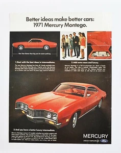 Anuncio de coche grande - 1971 Mercury Montego (folleto de cartel impreso en publicidad) - Imagen 1 de 1
