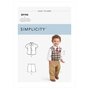 Simplicity Sewing Pattern S9194 Kamizelka niemowlęca, koszula, szorty, spodnie, krawat - Zdjęcie 1 z 2