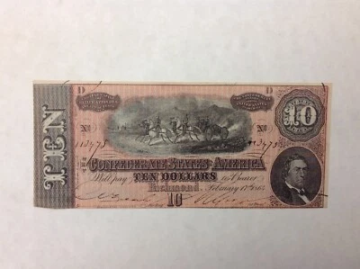 ~1864 Confederate States of America $10 Ten Dollars - T  68 - Uncirculated Unc - Image 1 of 2