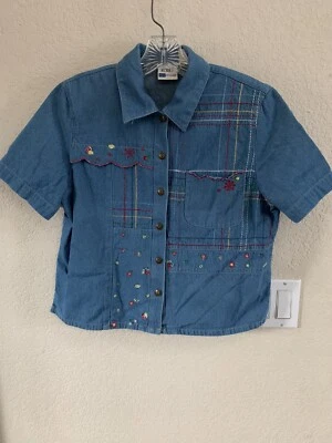 Blusa Koret Jean Abotonada con Patrón Floral Bordado Talla PS Foto 1 de 4