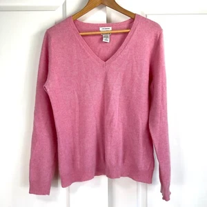 Jaclyn Smith Sweater Women’s Size Large 2 Ply Cashmere Long Sleeves Pink V Neck - Picture 1 of 6
