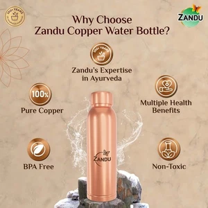 Botella de cobre Zandu (950 ml): 100 % cobre puro | Botella de agua sin BPA Ayurveda - Imagen 1 de 6