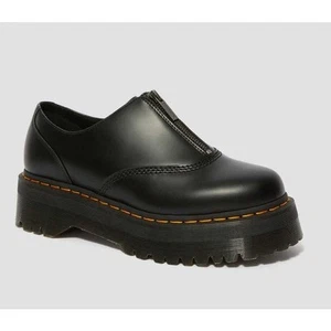 Scarpe Dr. Martens Aurian II plateau quad zip nuove senza scatola pelle nera liscia taglia 8 - Foto 1 di 8