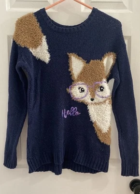 Suéter de manga larga azul Justice para niñas con zorro en gafas - talla 16 Foto 1 de 4