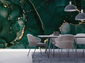 3D Marmor Textur Grün Gold Selbstklebende Abnehmbare Tapete Wandbild - Bild 1 von 12