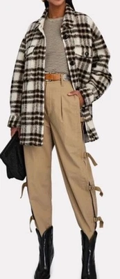 Isabel Marant Harveli *Gran Tamaño* Chaqueta Lana Botón Crudo Cuadros Talla 42 EE. UU. XL/2XL Foto 1 de 4