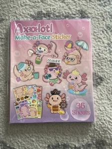 Juego de 36 hojas de pegatinas Axolotl Make A Face - Imagen 1 de 2