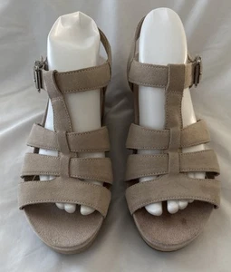 Vionic Tawny Strappy Sandals Womens Size 8.5 Wedge Leather Slingback Black - Picture 1 of 18